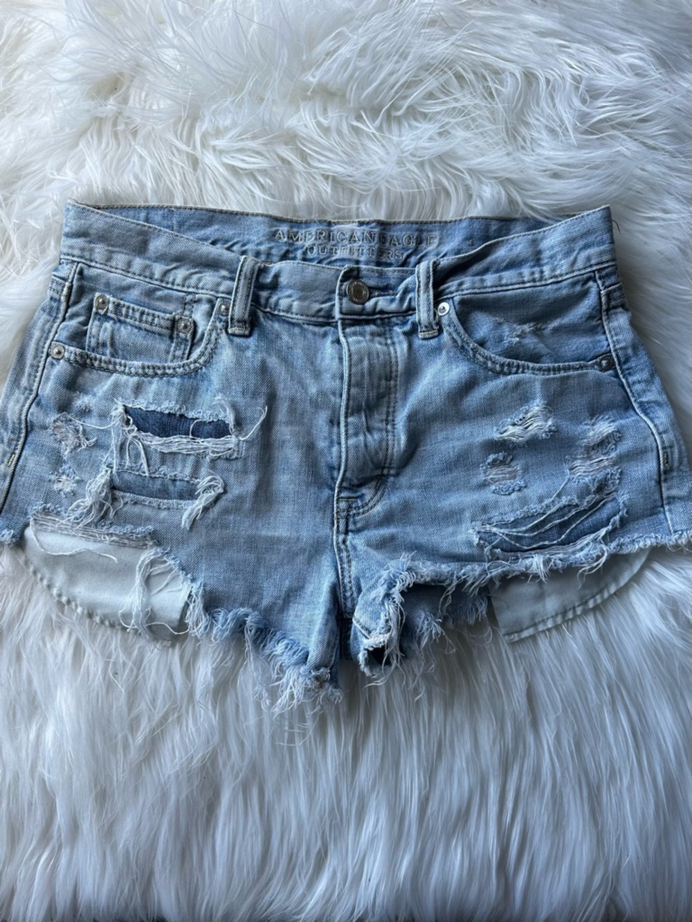 American Eagle Outfitters Light Wash Distressed Denim Cutoff Shorts